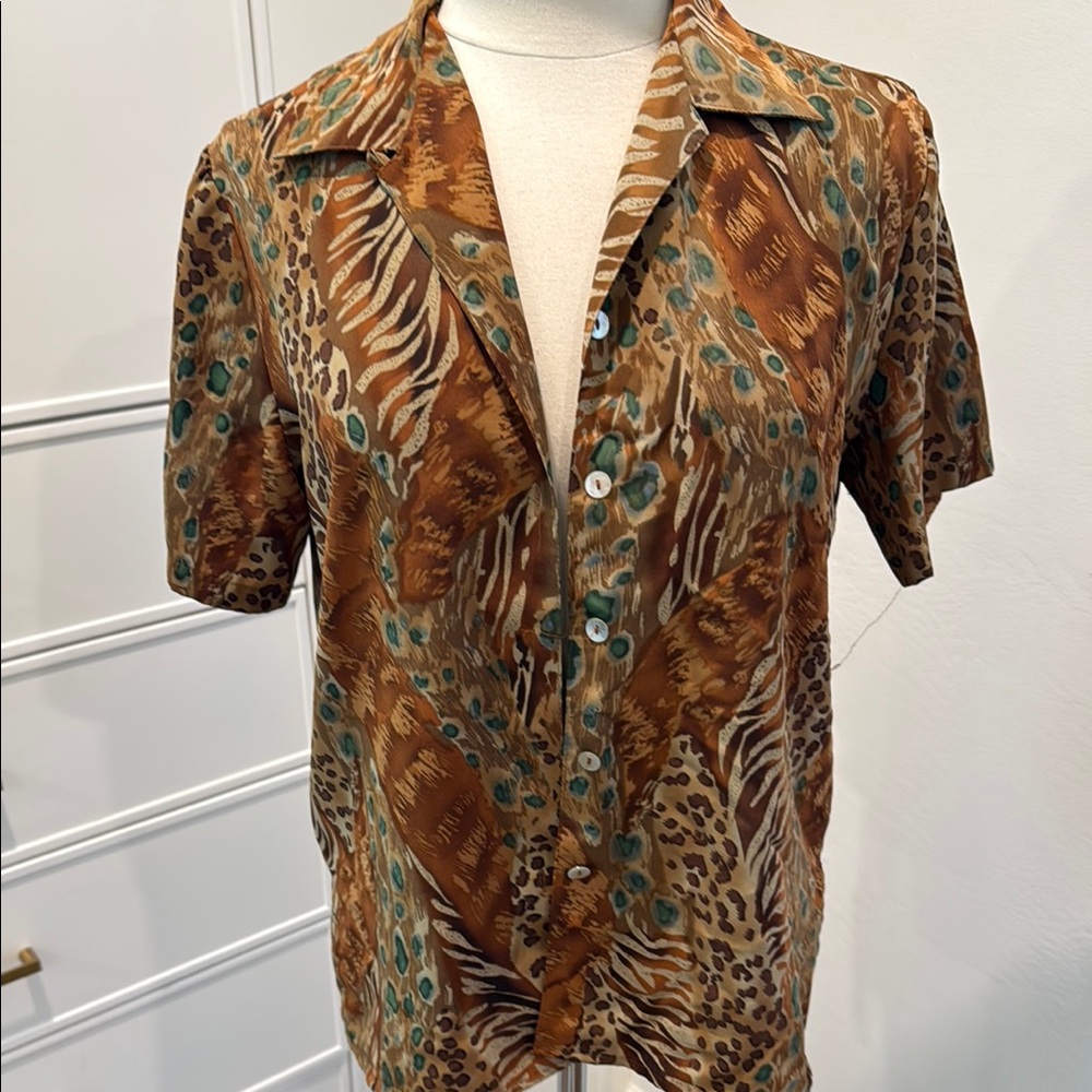 Impressions Vintage Leopard Print Blouse